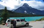 O magnífico cenário da estrada entre Lake Louise e Jasper, em Alberta, no Canadá